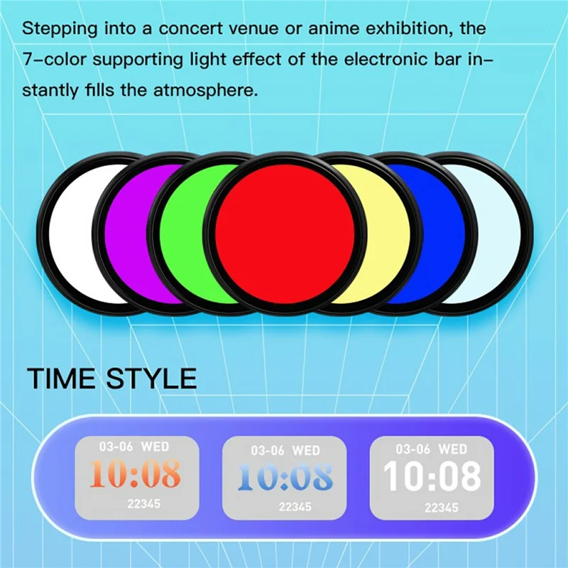 دبوس إلكتروني متوافق مع بلوتوث بشاشة ديناميكية لأنمي للتنكر / المعارض / الجماهير - أبيض