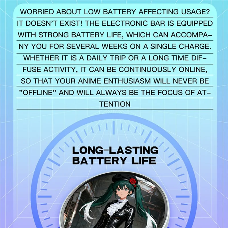 دبوس إلكتروني متوافق مع بلوتوث بشاشة ديناميكية لأنمي للتنكر / المعارض / الجماهير - أبيض