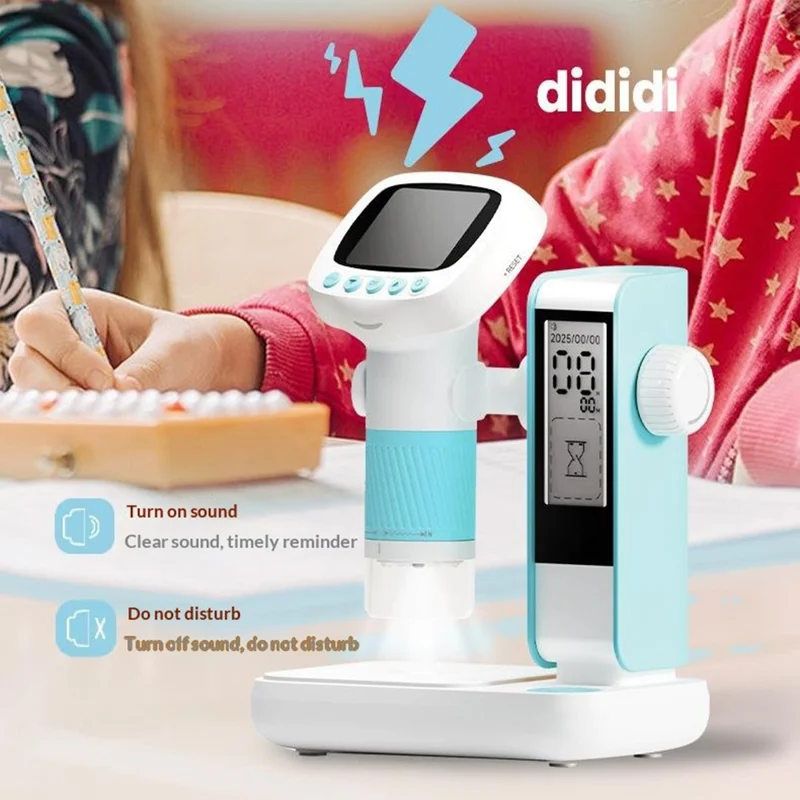 CM5 Электронный микроскоп с 2-дюймовым экраном, цифровой микроскоп HD 1000X с регулируемой высотой, функцией будильника и съемки — небесно-голубой