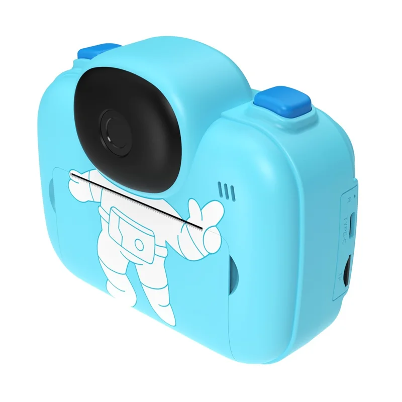 Câmara Digital Infantil de Desenho Animado de 3,5 polegadas com Ecrã HD, Gravador de Vídeo e Câmara de Impressão Instantânea - Azul Claro