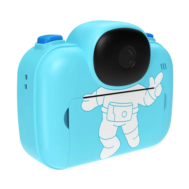 Câmara Digital Infantil de Desenho Animado de 3,5 polegadas com Ecrã HD, Gravador de Vídeo e Câmara de Impressão Instantânea - Azul Claro