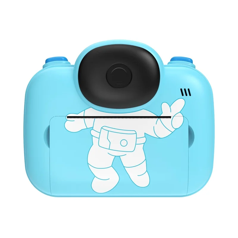 Câmara Digital Infantil de Desenho Animado de 3,5 polegadas com Ecrã HD, Gravador de Vídeo e Câmara de Impressão Instantânea - Azul Claro