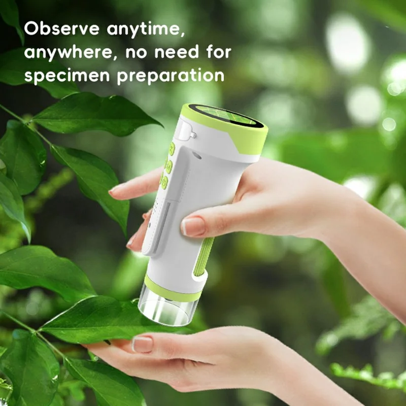 Microscopio F9 de disparo 4K Microscopio electrónico portátil con grabación de fotos / videos para niños estudiantes - Verde