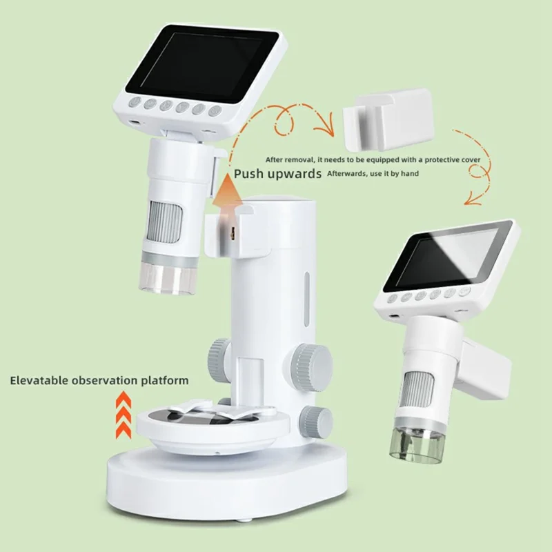 Microscope for Kids, 1000X 2 in 1 Desktop & Handheld Digital Microscope 3.5-inch HD Portable Photo Video with 6 Slides Kids Gift