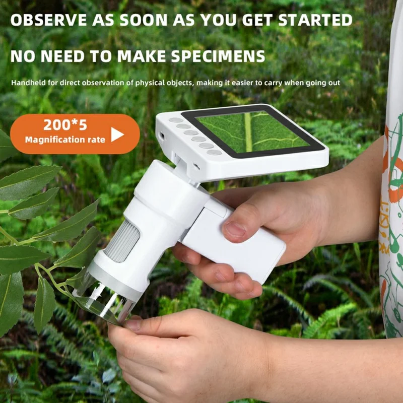 Microscope for Kids, 1000X 2 in 1 Desktop & Handheld Digital Microscope 3.5-inch HD Portable Photo Video with 6 Slides Kids Gift