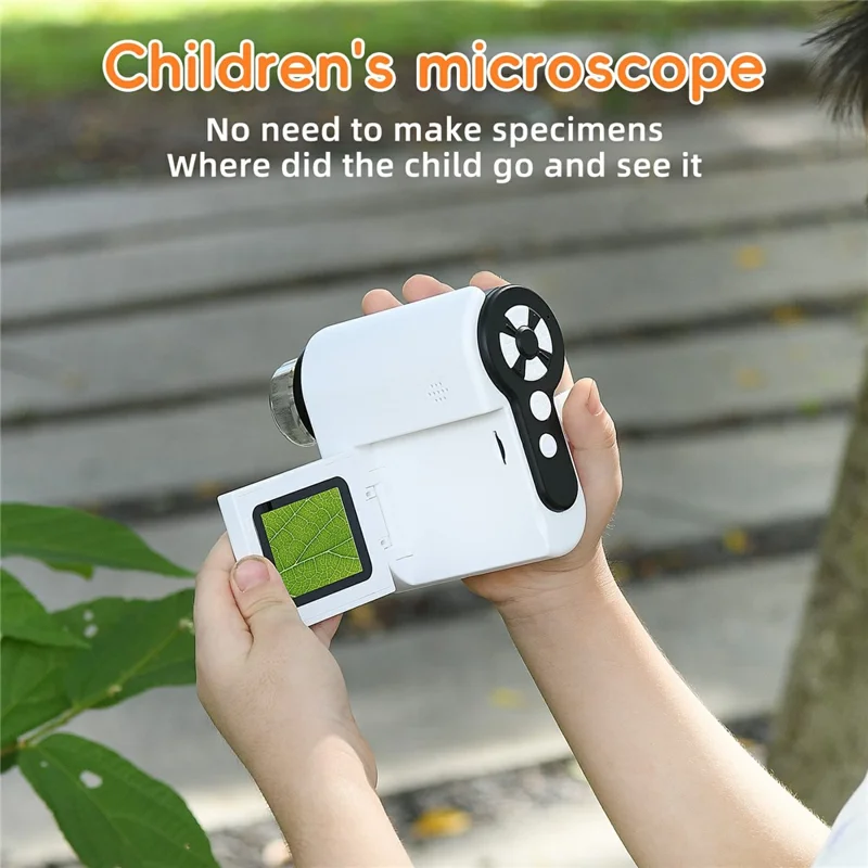F5 Handheld Portable Microscope Telescope Photo / Video Recording Experimental Toy Viewer Kids Gift (No Memory) - White
