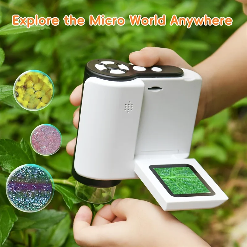 F5 Handheld Portable Microscope Telescope Photo / Video Recording Experimental Toy Viewer Kids Gift (No Memory) - White