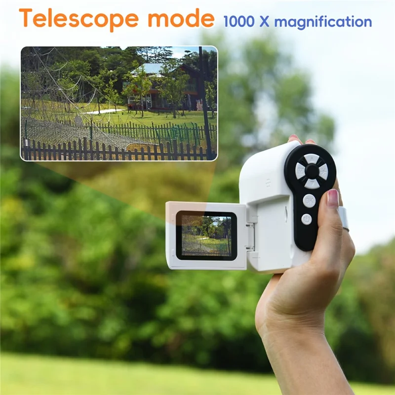 F5 Handheld Portable Microscope Telescope Photo / Video Recording Experimental Toy Viewer Kids Gift (No Memory) - White