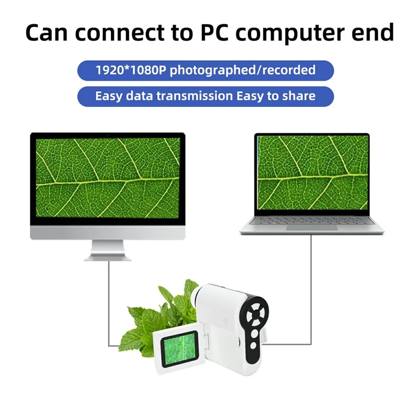 F5 Handheld Portable Microscope Telescope Photo / Video Recording Experimental Toy Viewer Kids Gift (No Memory) - White