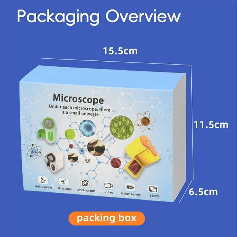 F5 Handheld Portable Microscope Telescope Photo / Video Recording Experimental Toy Viewer Kids Gift (No Memory) - White