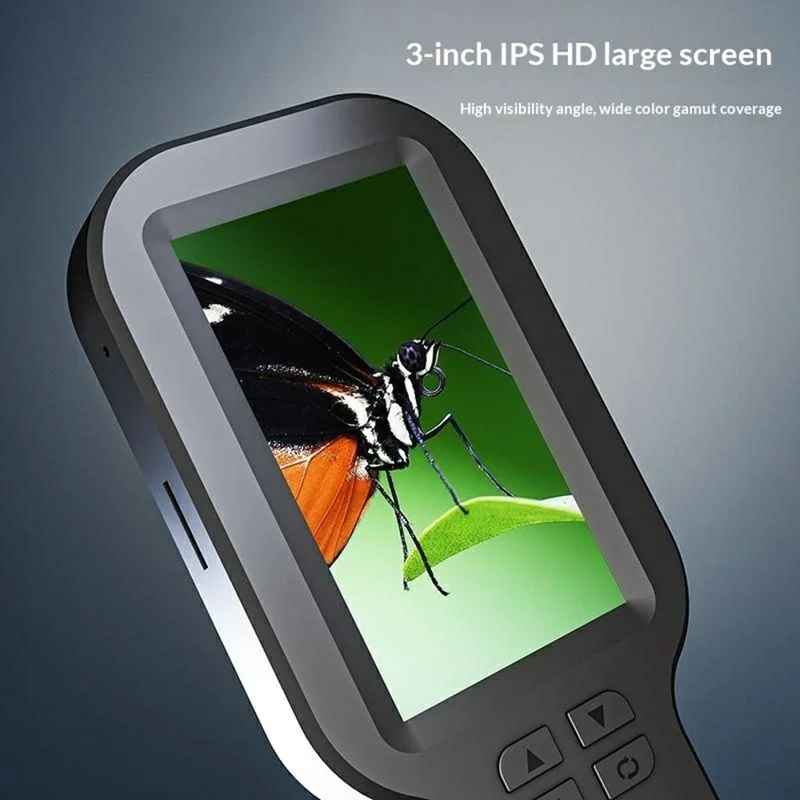 V8 500X Handheld Digital Magnifier 3 inch IPS HD Electronic Screen Magnifying Glass Support 4TB Memory Expansion for Appraisal Observation - Black