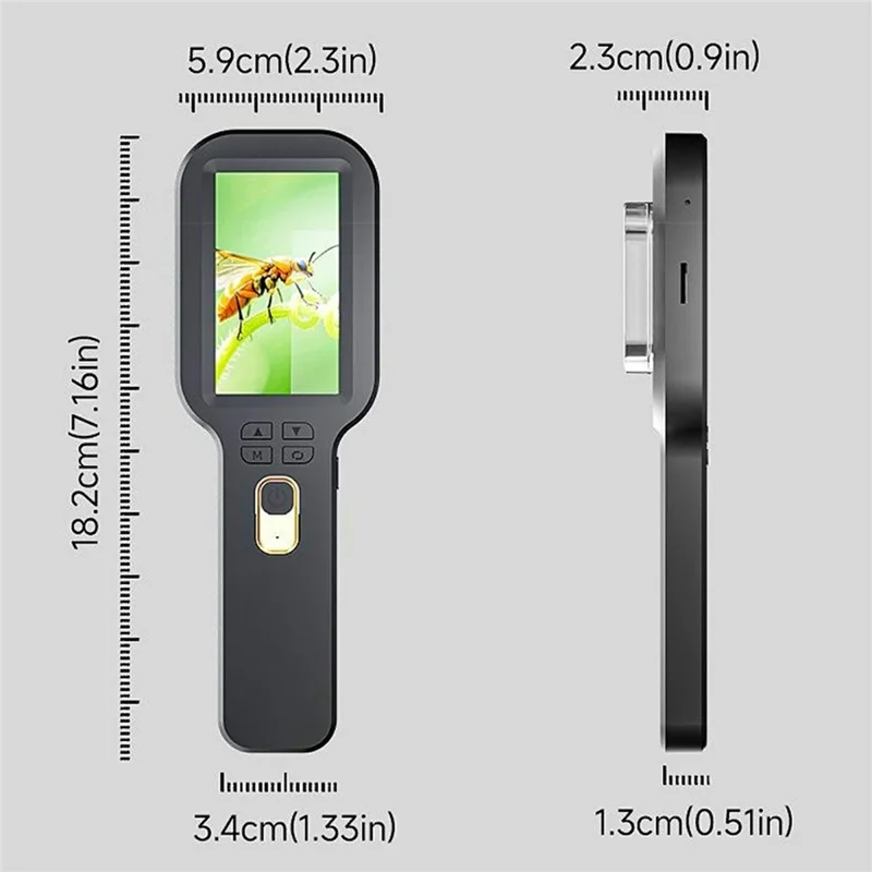 V8 500X Handheld Digital Magnifier 3 inch IPS HD Electronic Screen Magnifying Glass Support 4TB Memory Expansion for Appraisal Observation - Black