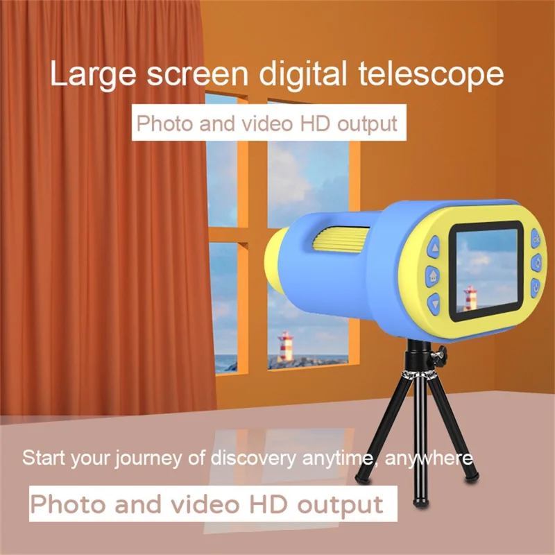 F1 Handheld Electronic Digital Microscope Adjustable Focus Microscope Magnifier Kids Gift with UPS Large Screen and LED Light - Blue