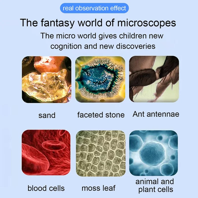 F1 Handheld Electronic Digital Microscope Adjustable Focus Microscope Magnifier Kids Gift with UPS Large Screen and LED Light - Blue