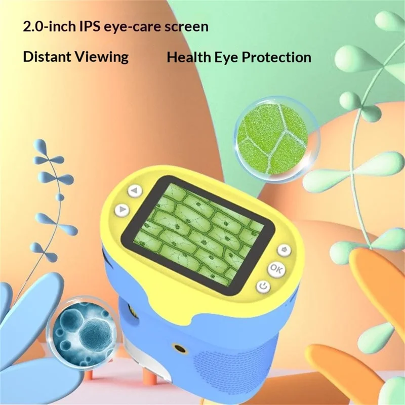 F2 Digital Microscope Handheld Electronic 2.0 Inch IPS Screen Magnifier for Kids - Blue