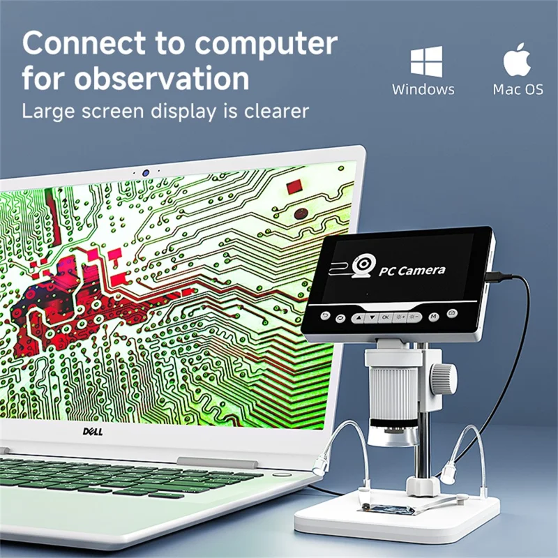 V17 5 Inch Screen 1000X Digital Microscope Handheld Integrated Magnifier for Repair / Inspection - White