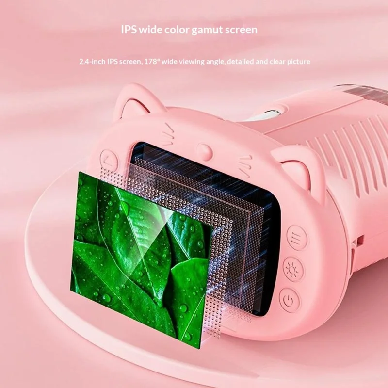 Kids Digital Microscope Camera Outdoor Science Educational Toy Electronic Magnifier Without Memory Card - Pink