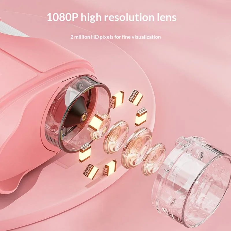 Kids Digital Microscope Camera Outdoor Science Educational Toy Electronic Magnifier Without Memory Card - Pink