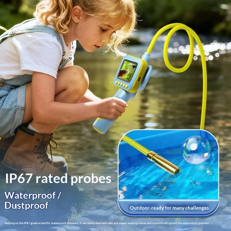 ES09 Kids Endoscope 2.4 Inch HD 200W Handheld Exploration Fun Children Microscope No Memory Card - Blue