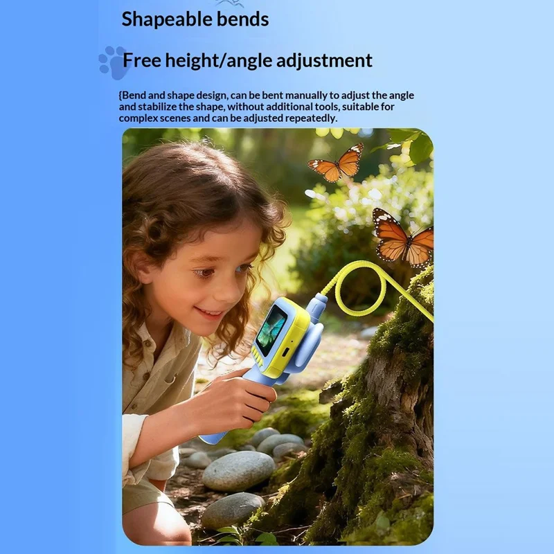 ES09 Kids Endoscope 2.4 Inch HD 200W Handheld Exploration Fun Children Microscope No Memory Card - Blue