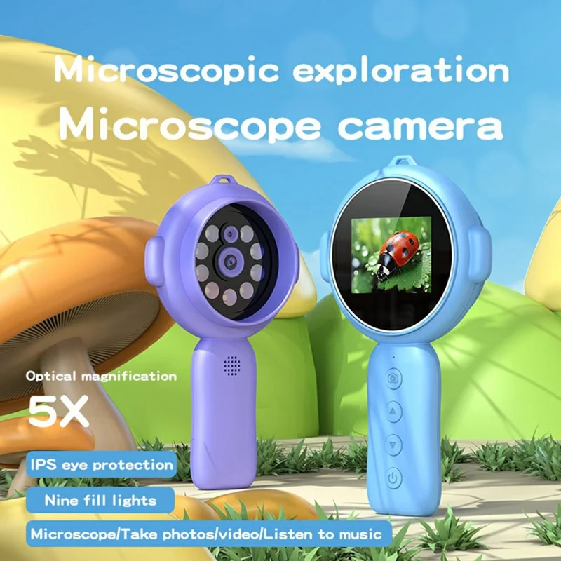 Y11 500X Magnification Camera 2.0 Inch HD Screen Digital Microscope Educational Science Toy for Children (without TF Card) - Purple