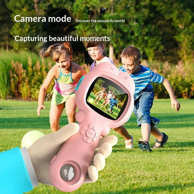 A10 Microscope numérique portable 500X avec objectif à double lentille et éclairage LED pour l'exploration scientifique en extérieur, jouet éducatif pour enfants (sans carte TF) - Rose