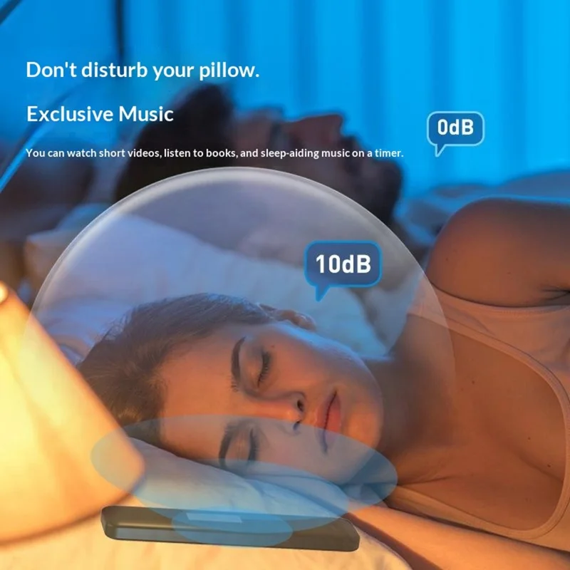 BLD007 Under Pillow Bone Conduction Bluetooth-Compatible Speaker LED Display White Noise Sleep Aid - Black