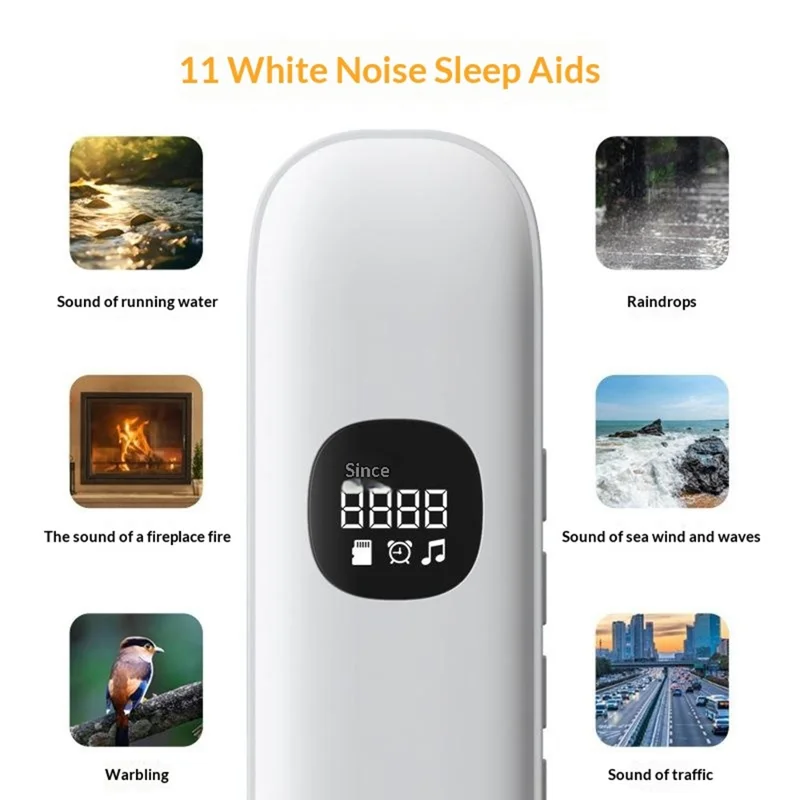 BLD007 Under Pillow Bone Conduction Bluetooth-Compatible Speaker LED Display White Noise Sleep Aid - Black