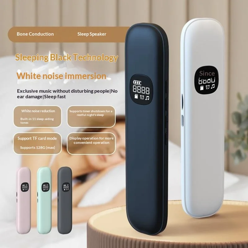 BLD007 Under Pillow Bone Conduction Bluetooth-Compatible Speaker LED Display White Noise Sleep Aid - Black