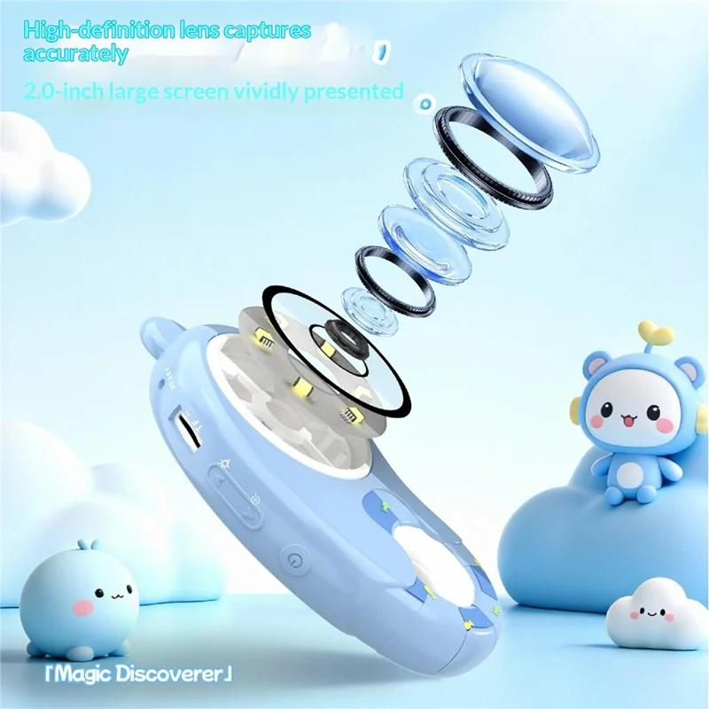 Microscope numérique pour enfants HM020H, écran 2,0 pouces, 6 lumières LED, loupe portable, jouet éducatif pour l'apprentissage STEM