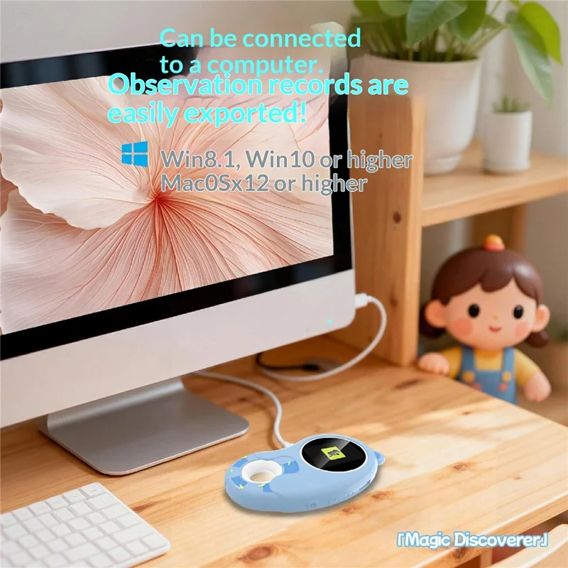 Microscope numérique pour enfants HM020H, écran 2,0 pouces, 6 lumières LED, loupe portable, jouet éducatif pour l'apprentissage STEM