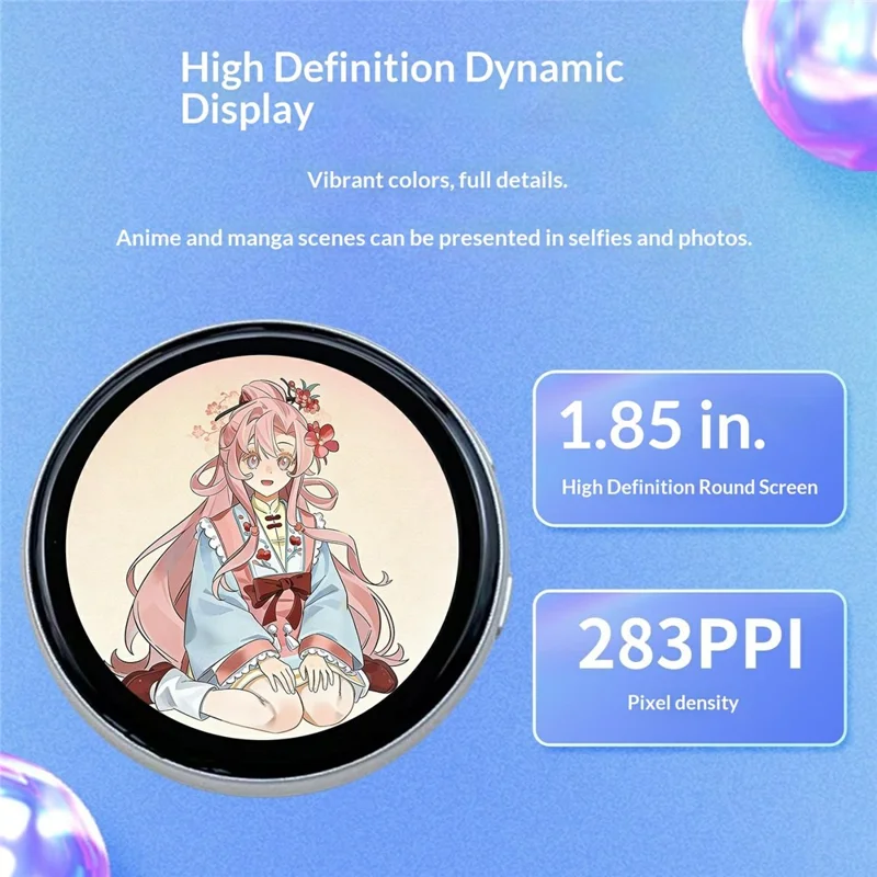 N88 Insignia electrónica con pantalla táctil de 1.85 pulgadas, insignia magnética para anime con Bluetooth, color plata