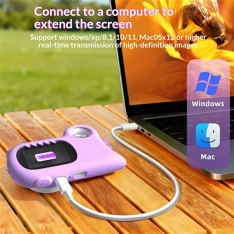 HM020i Kids Digital Microscope No Memory Card Handheld 2.0 Inch Screen Science Experiment Educational Toy Magnifying Glass - Purple