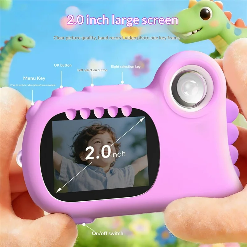 HM020i Kids Digital Microscope No Memory Card Handheld 2.0 Inch Screen Science Experiment Educational Toy Magnifying Glass - Purple