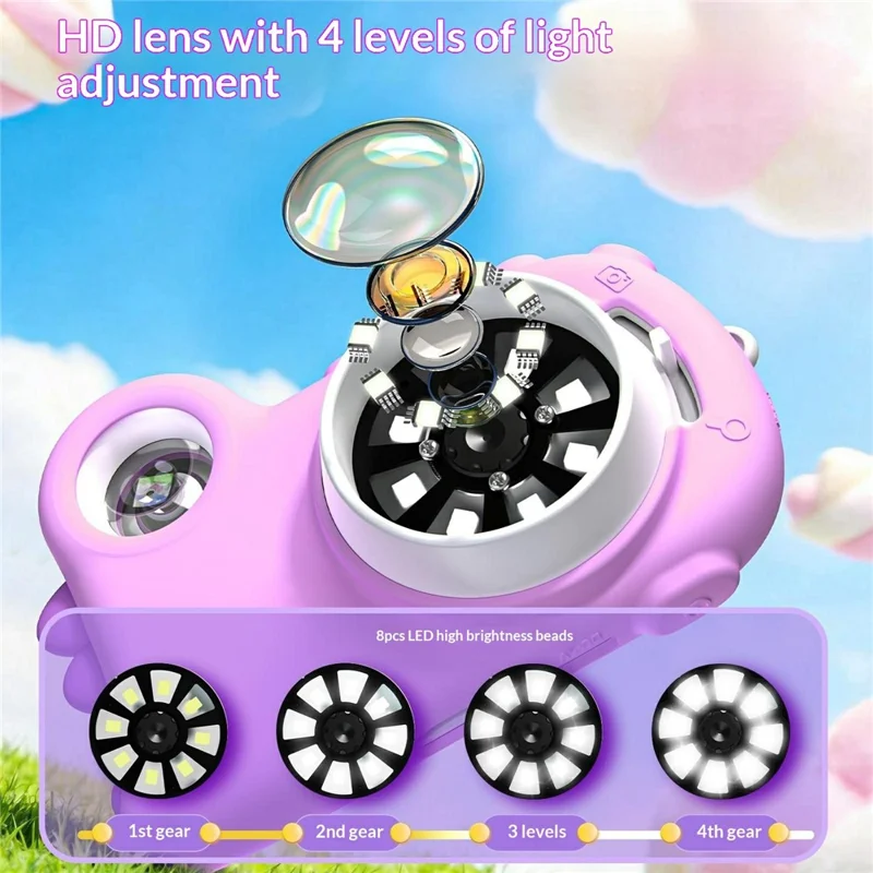 HM020i Kids Digital Microscope No Memory Card Handheld 2.0 Inch Screen Science Experiment Educational Toy Magnifying Glass - Purple