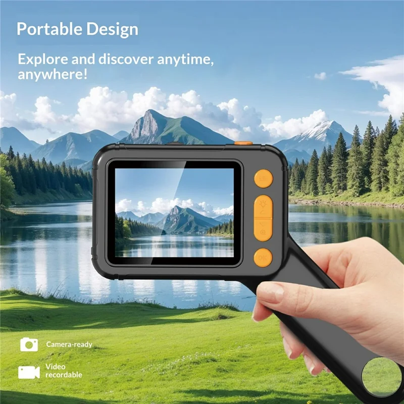 Microscope numérique HM028B 2,8 pouces, caméra à 8 LED réglables, vidéo, loupe portable pour enfants et réparations électroniques