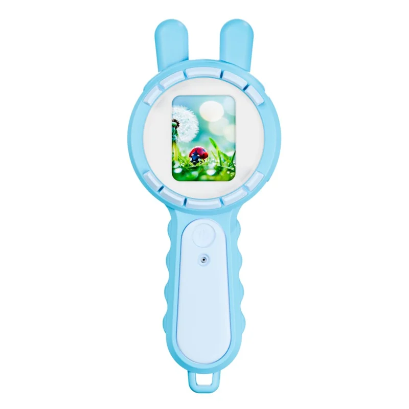 V37 Kids Digital Magnifying Glass 2" IPS HD Screen 200X Zoom 16 LED Lights Magnifiers for Science Educational Toy - Blue