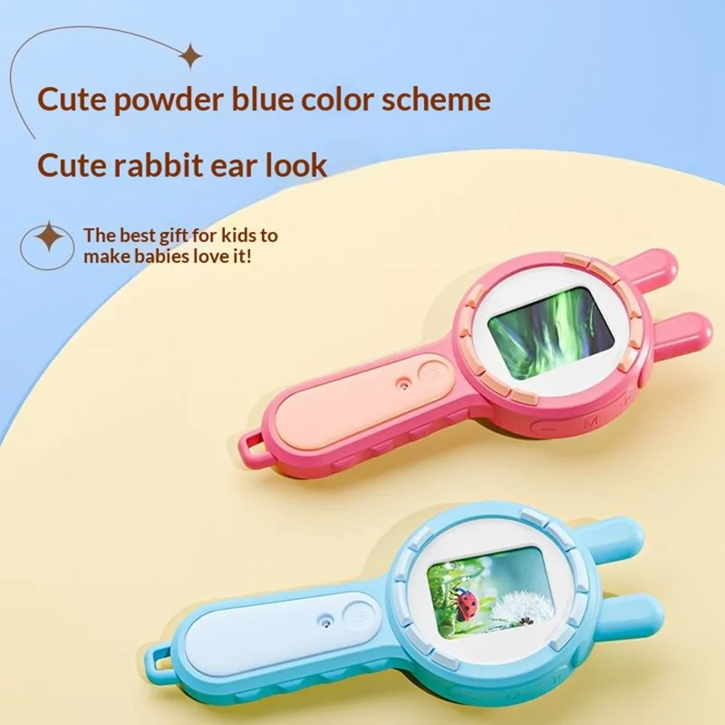 V37 Kids Digital Magnifying Glass 2" IPS HD Screen 200X Zoom 16 LED Lights Magnifiers for Science Educational Toy - Blue