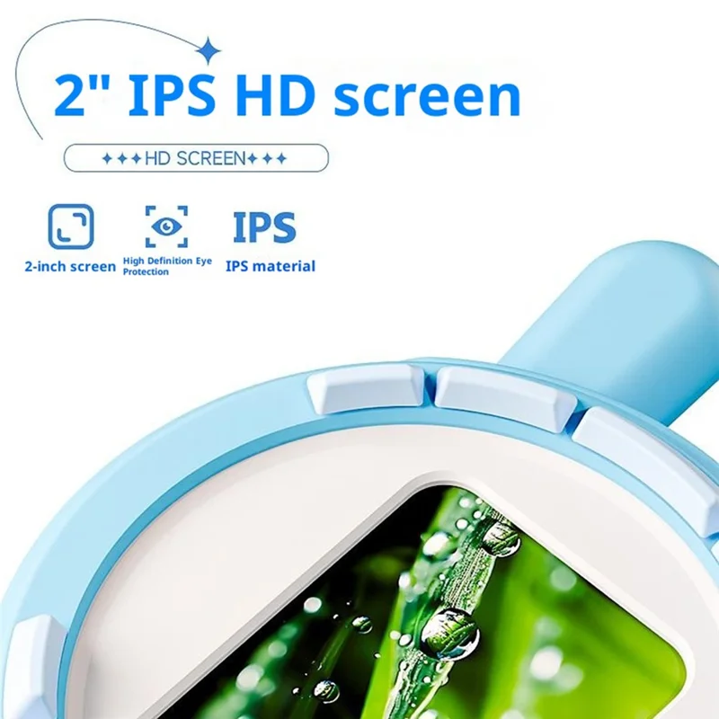 V37 Kids Digital Magnifying Glass 2" IPS HD Screen 200X Zoom 16 LED Lights Magnifiers for Science Educational Toy - Blue