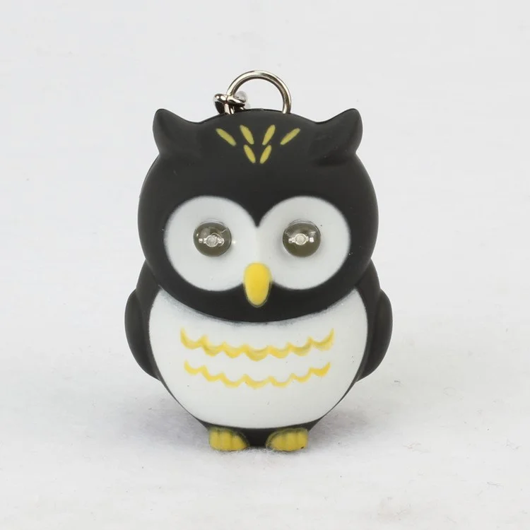 Cartoon Owl Squeaky Toy Bag Pendant ABS Key Chain with Blue LED Light