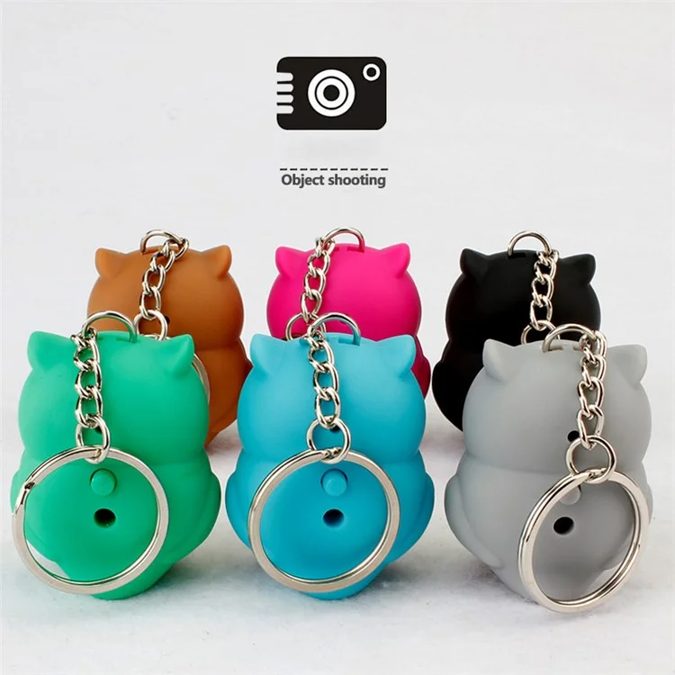 Cartoon Owl Squeaky Toy Bag Pendant ABS Key Chain with Blue LED Light
