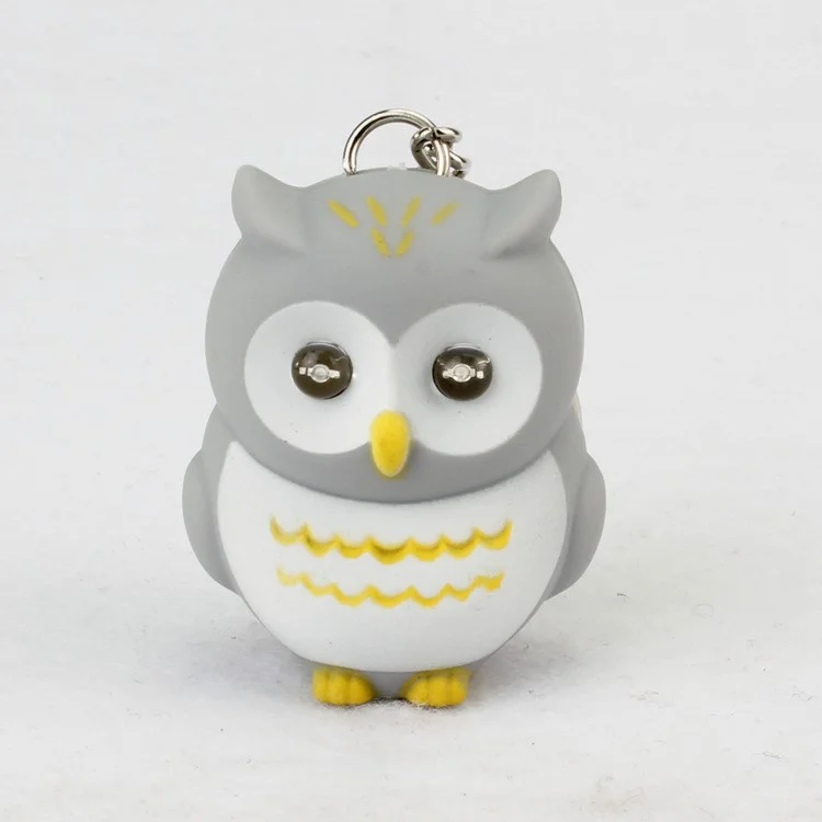 Cartoon Owl Squeaky Toy Bag Pendant ABS Key Chain with Blue LED Light