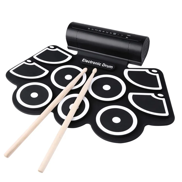 W760 Silicone Electronic Drum Kit Digital USB Roll-up with Drumstick Foot Pedal - US Plug