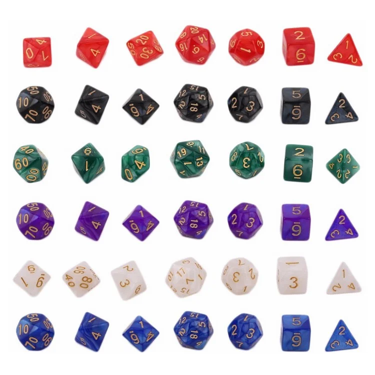 7Pcs/Set Polyhedral Gaming Dice Set of D4 D6 D8 D10 D12 D20