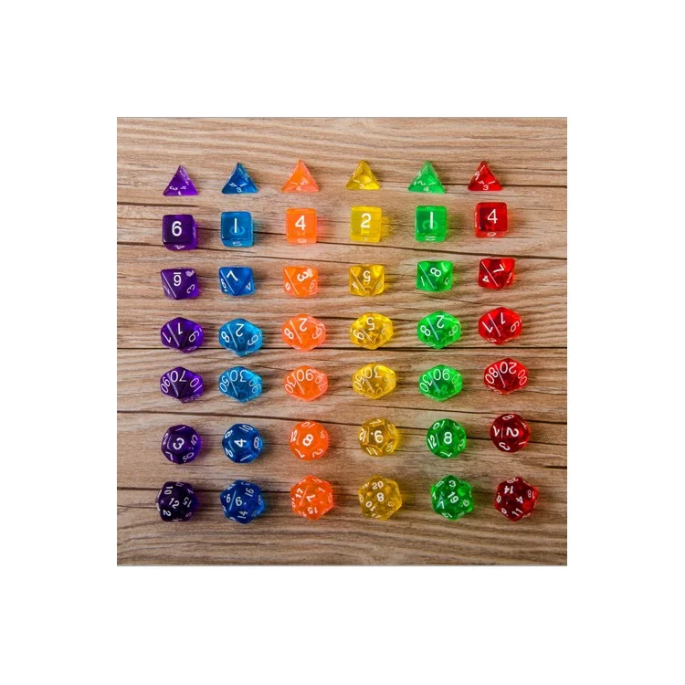 7Pcs/Set Polyhedral Gaming Dice Set of D4 D6 D8 D10 D12 D20