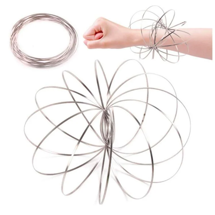 3D Flow Rings Stainless Steel Bracelet Magic Ring Decompression Toys - Silver