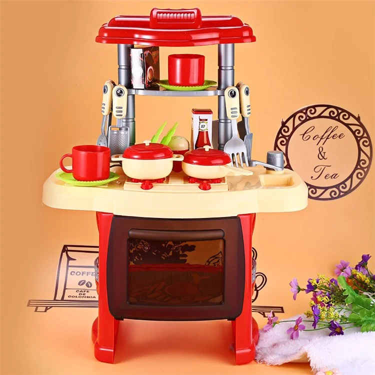 Kids Kitchen Cookware Toys Set Children Pretend Play Cooking Toys (CE/FCC Certification) - Red
