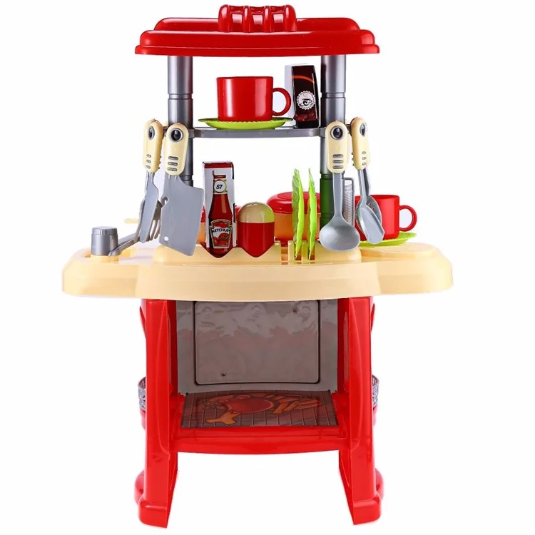 Kids Kitchen Cookware Toys Set Children Pretend Play Cooking Toys (CE/FCC Certification) - Red