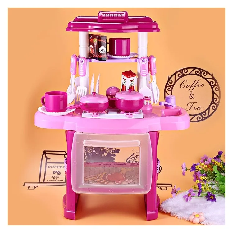 Kids Kitchen Cookware Toys Set Children Cookware Pretend Role Play Toys (CE/FCC Certification) - Pink