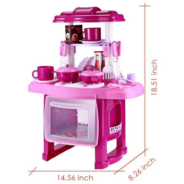 Kids Kitchen Cookware Toys Set Children Cookware Pretend Role Play Toys (CE/FCC Certification) - Pink